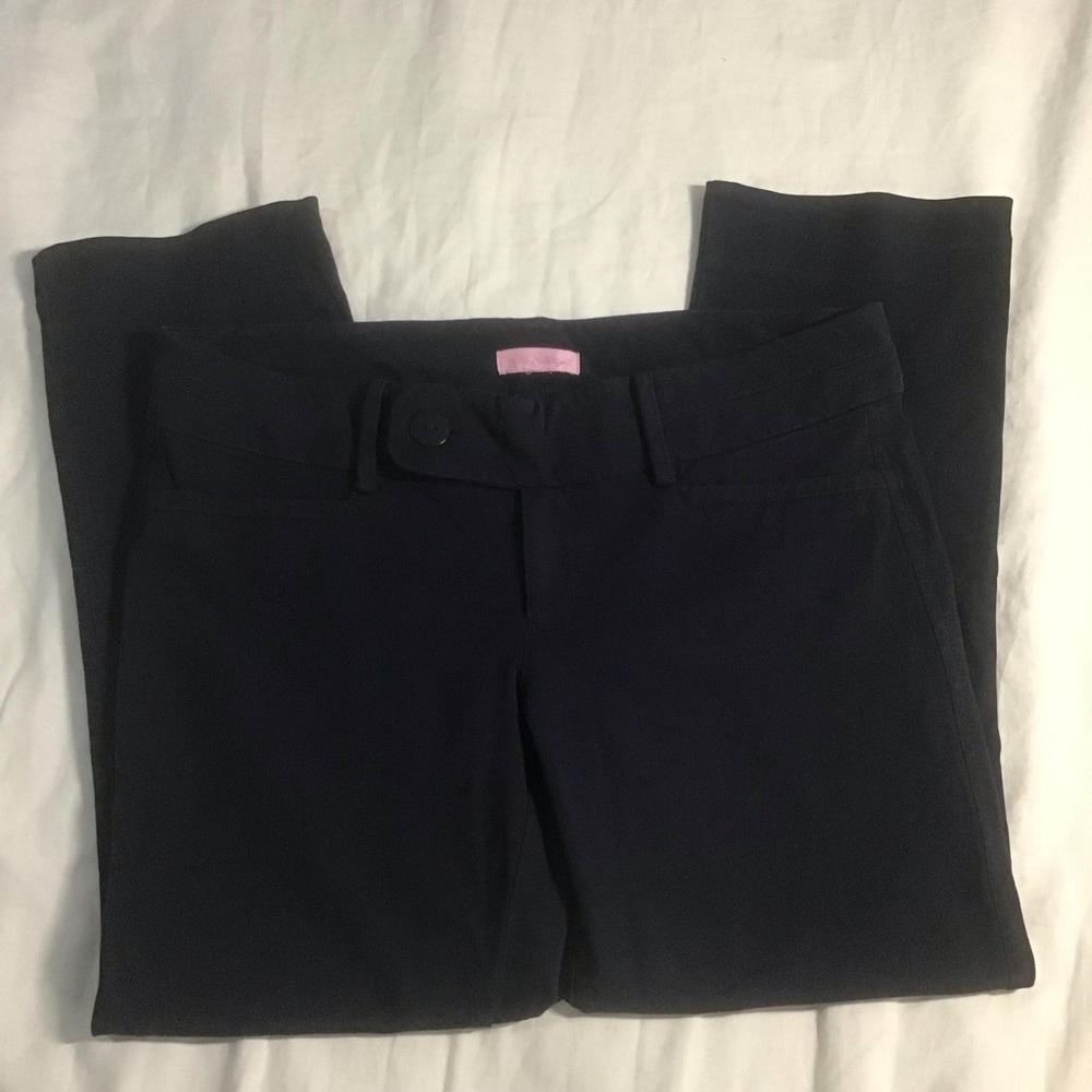 Lilly Pulitzer Navy Blue 2 Way Stretch Style #74610 Capri Pants, Size 8